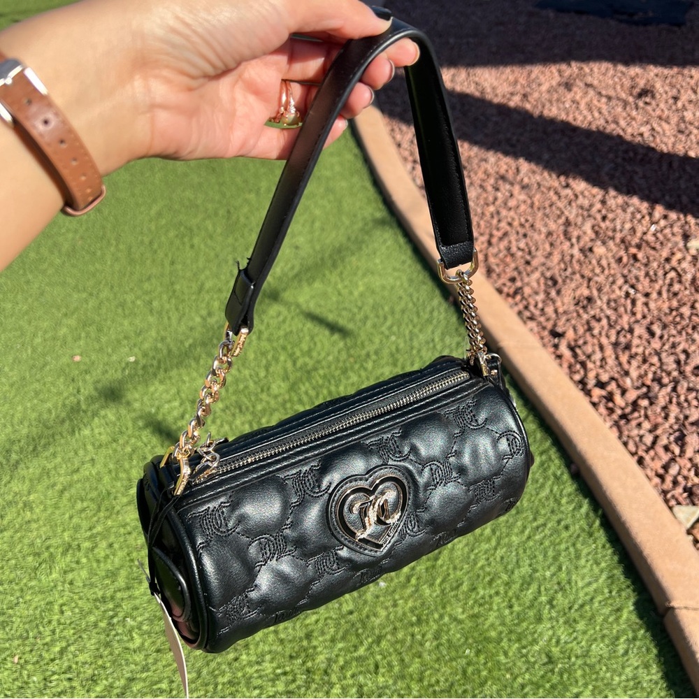NWT Juicy Couture Choose Juicy II Quilted Barrel Bag w/Mini Bag in Liquorice
